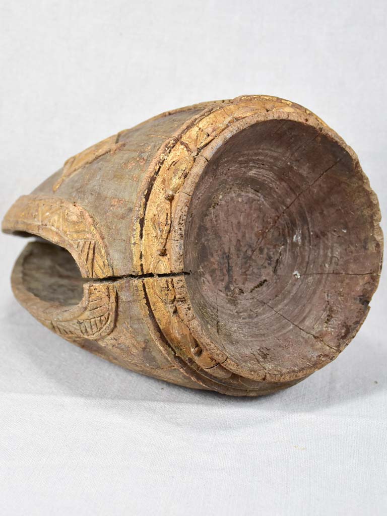 17th-century religious carved mitre / miter headdress 13¾"