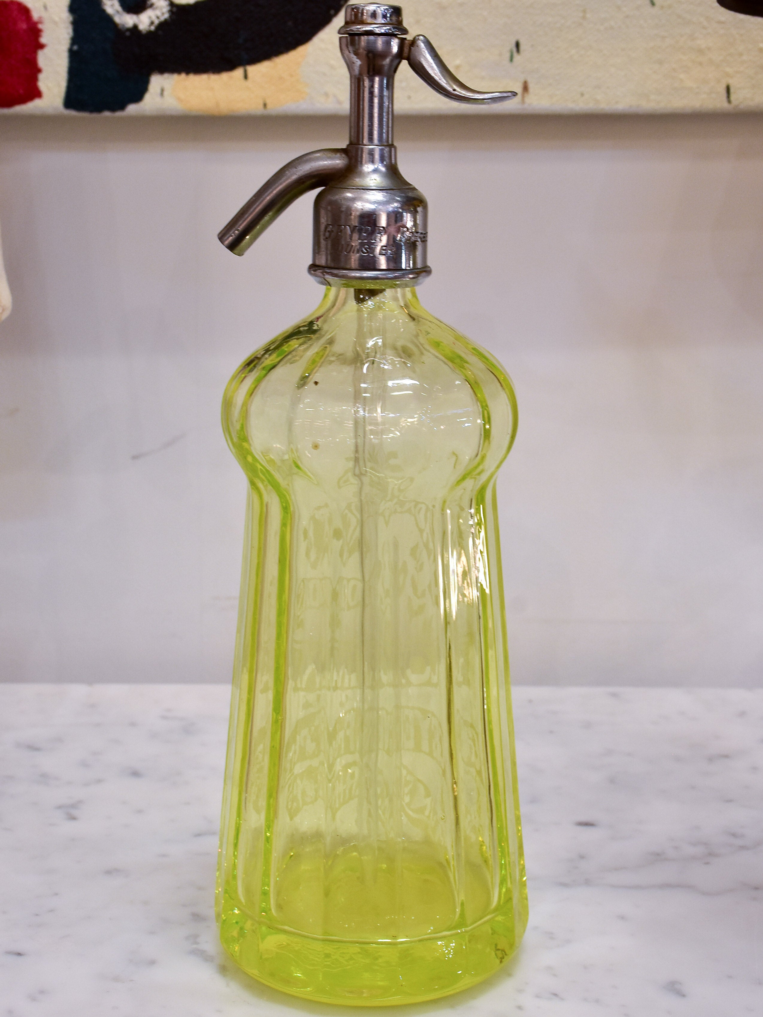 Antique French Seltzer bottle - uranium glass
