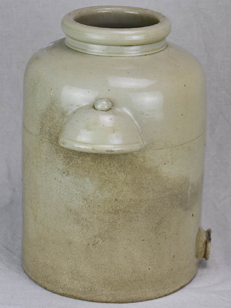 Large antique French stoneware olive oil pot - Digoin 14½"