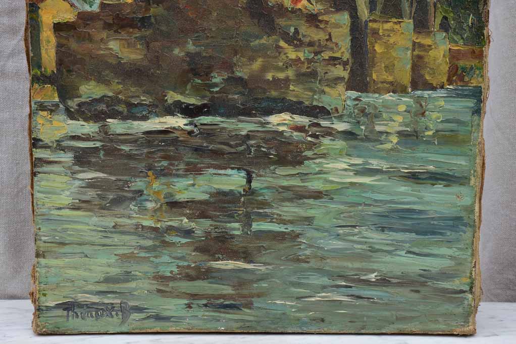 Antique French painting of the Pont d'Avignon - acrylic on canvas 15" x 21¾"