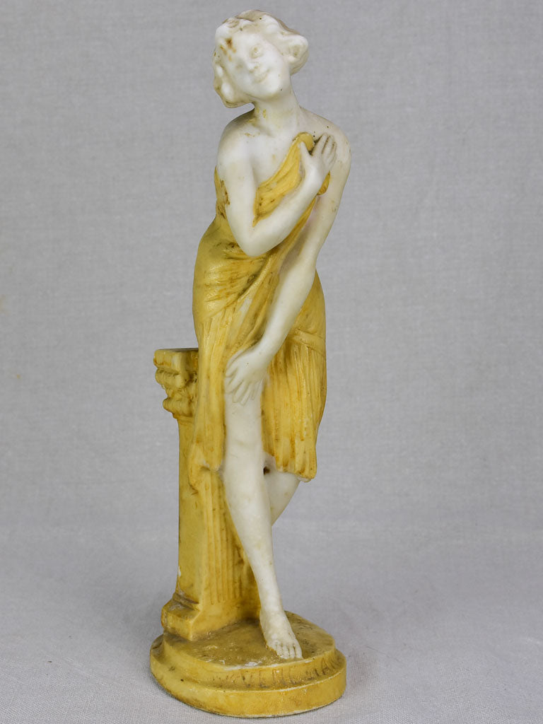 Small antique marble sculpture of a draped lady 14½"