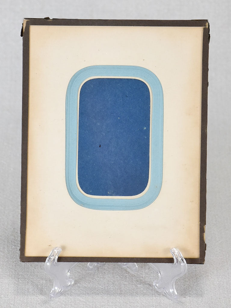 Antique French photo frame - blue 5" x 6¾"