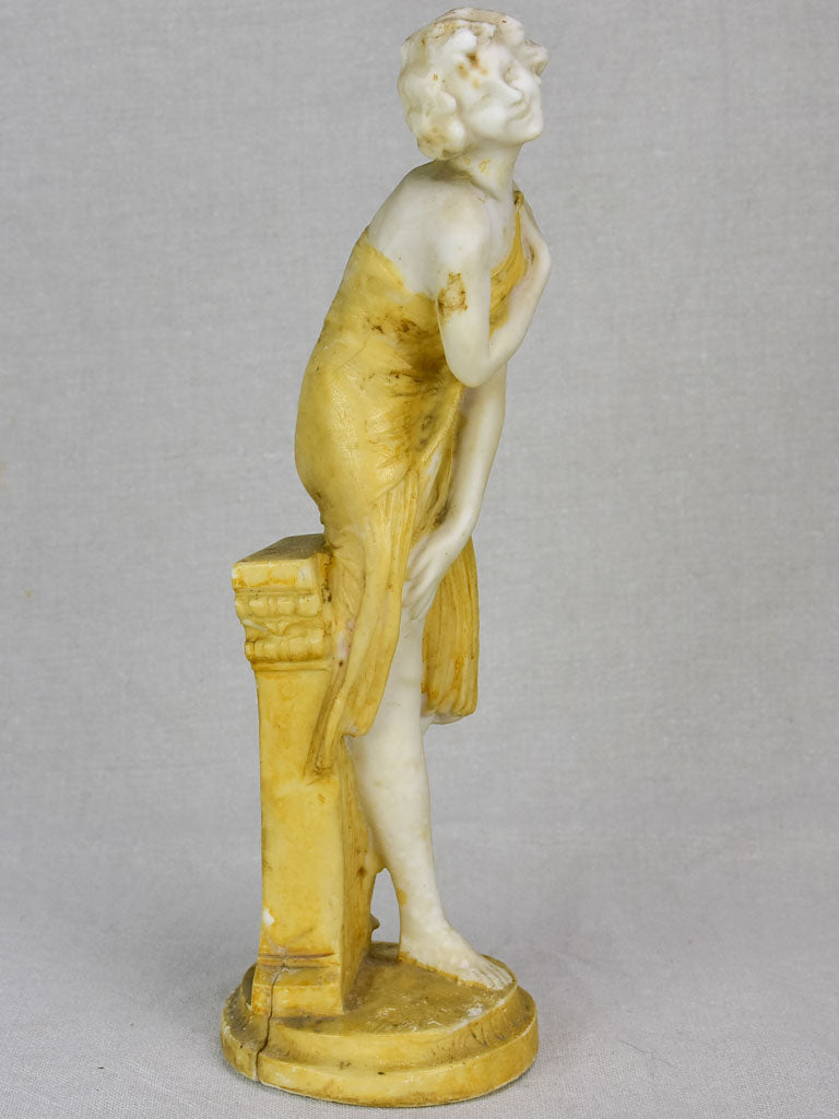 Small antique marble sculpture of a draped lady 14½"
