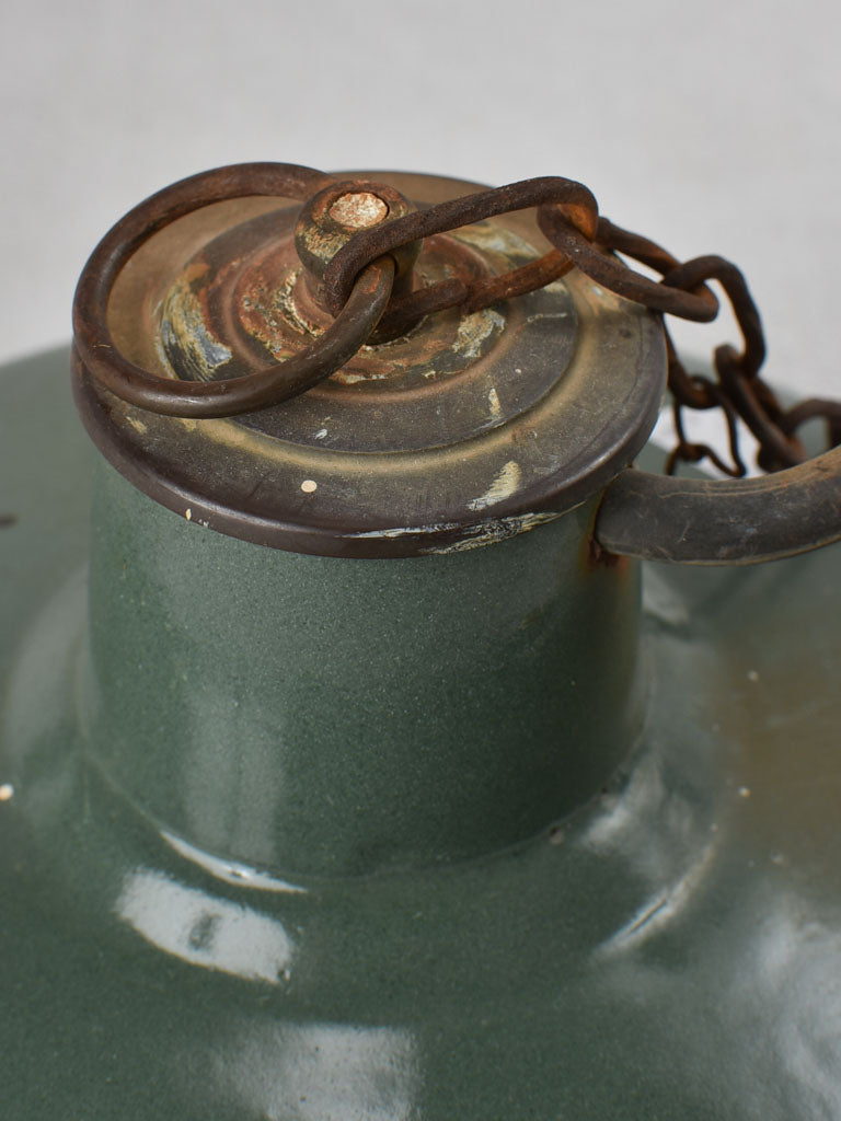 Small antique French enamel pendant lights 9¾"
