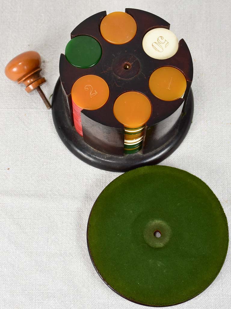 Classic mahogany box with ivory counters