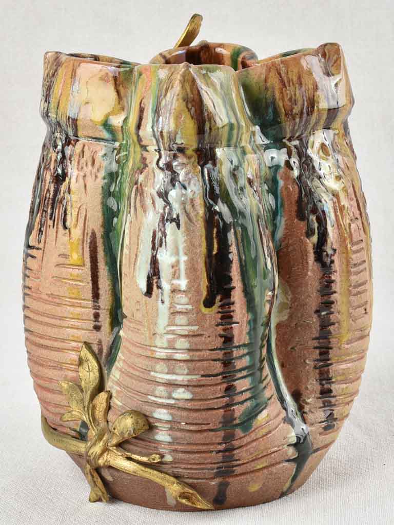 1930s ceramic vase with gold detail 9½"