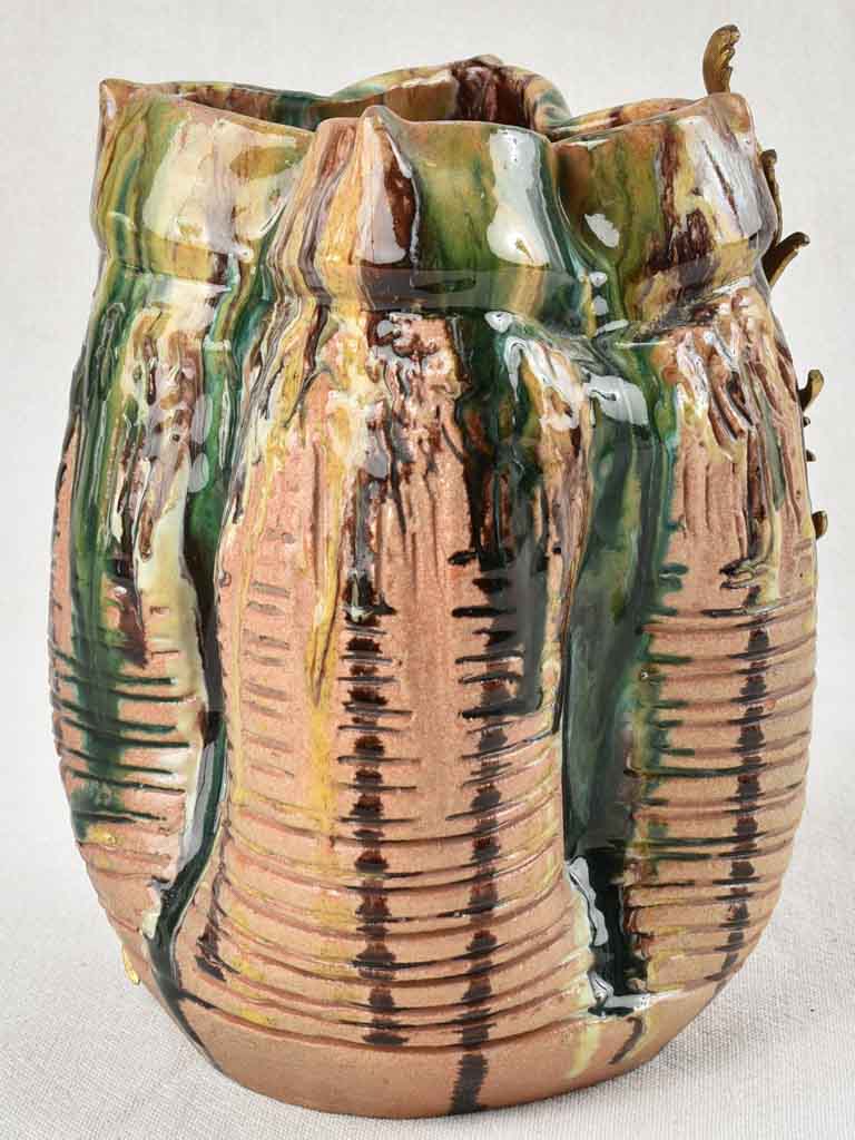 1930s ceramic vase with gold detail 9½"