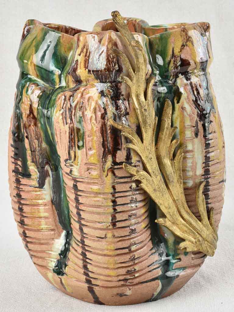 1930s ceramic vase with gold detail 9½"