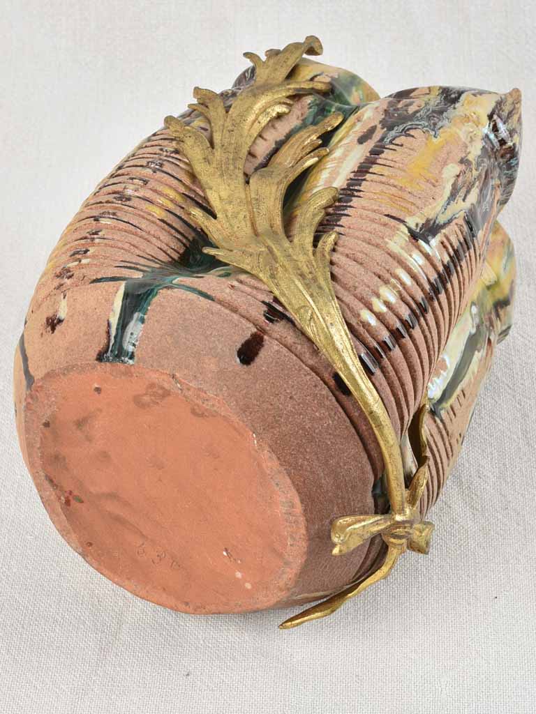 1930s ceramic vase with gold detail 9½"