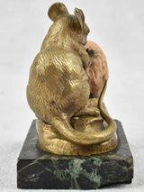 Intricate Marble Base Mouse Sculpture