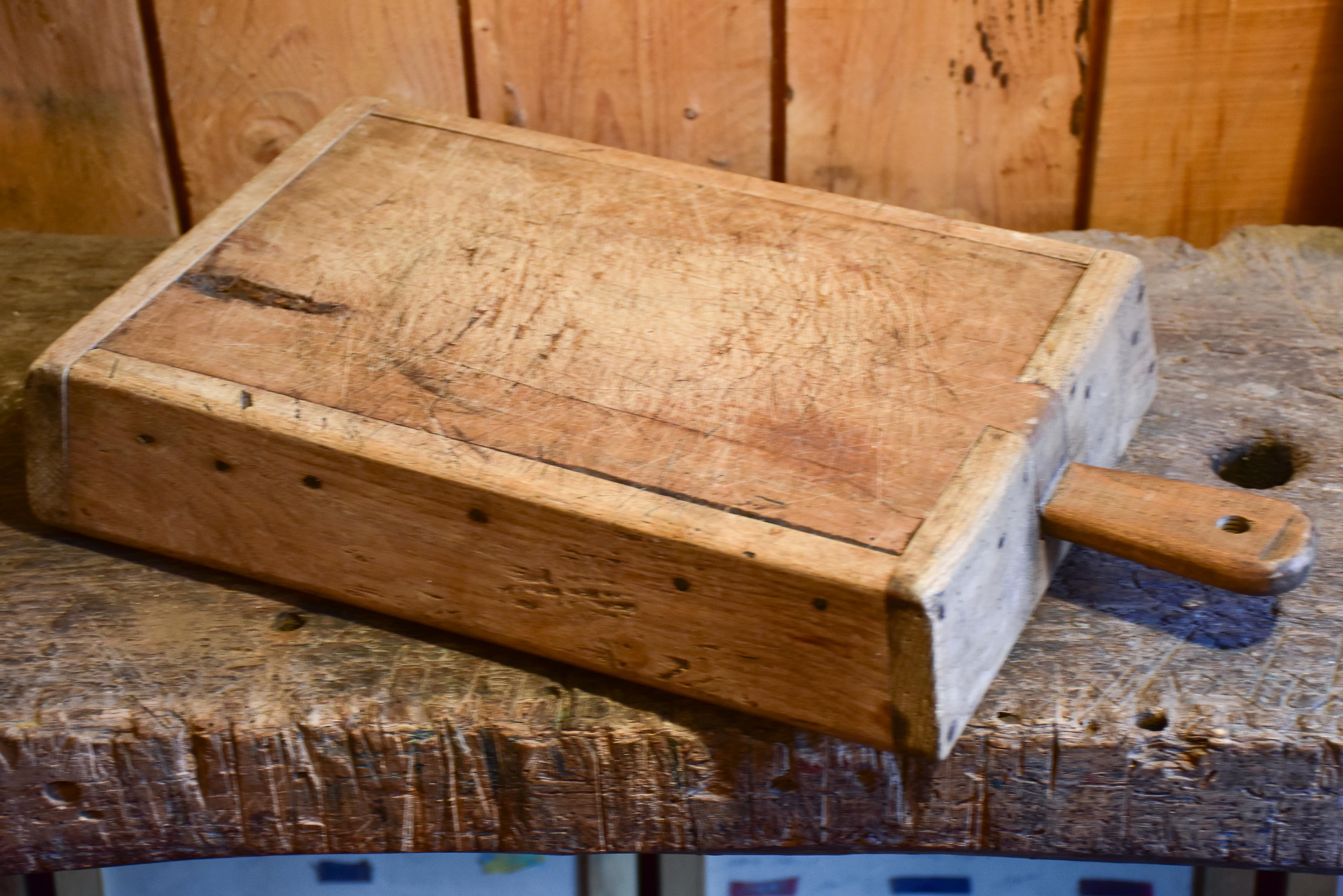 Antique French cutting board inset in a box
