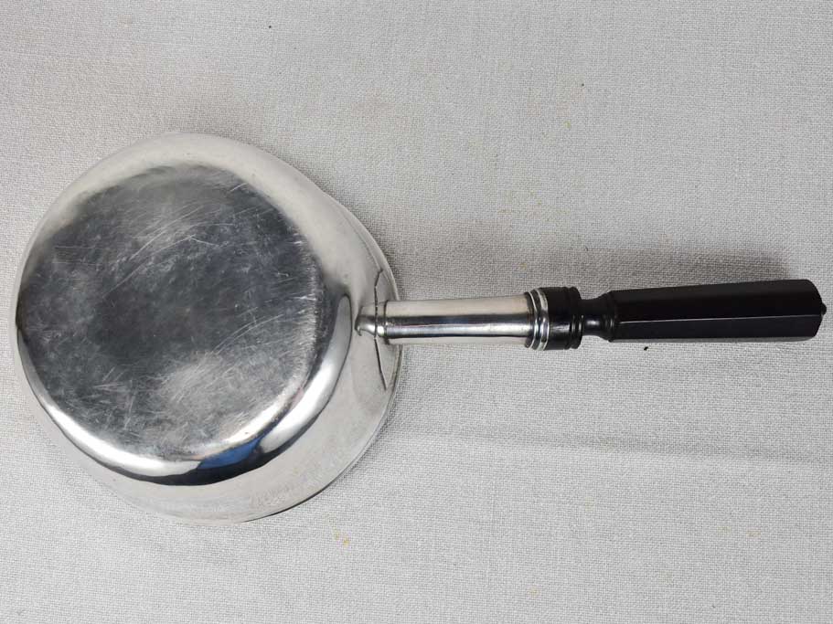 Century-old silver chocolate preparation saucepan