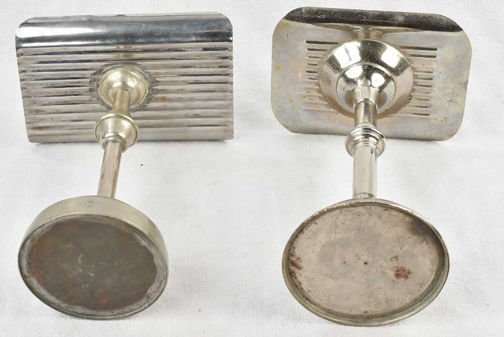 Two antique footed coin trays from a counter