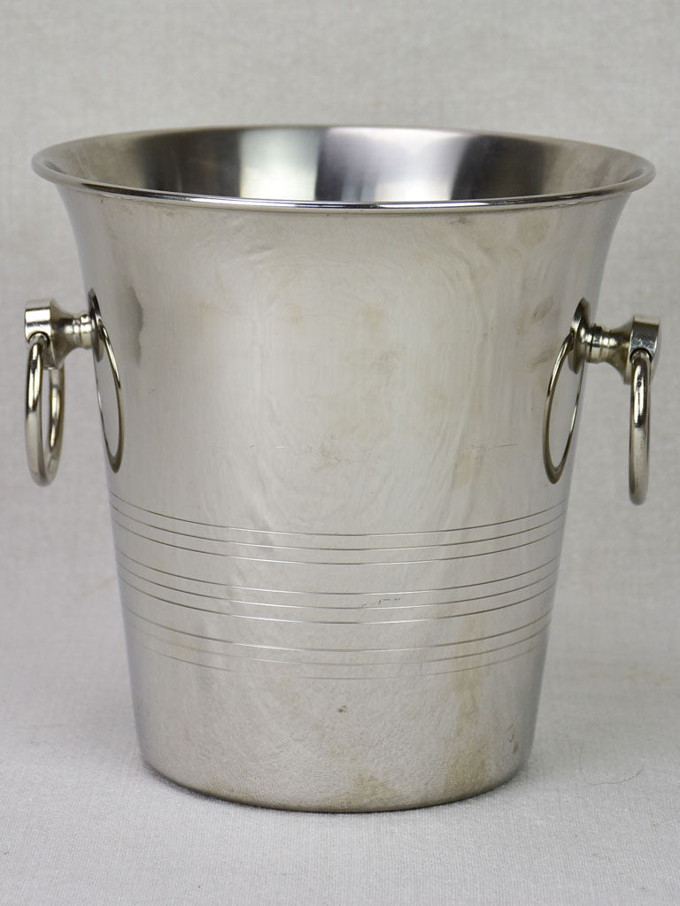 Vintage French Guy Degrenne champagne ice bucket with loop handles