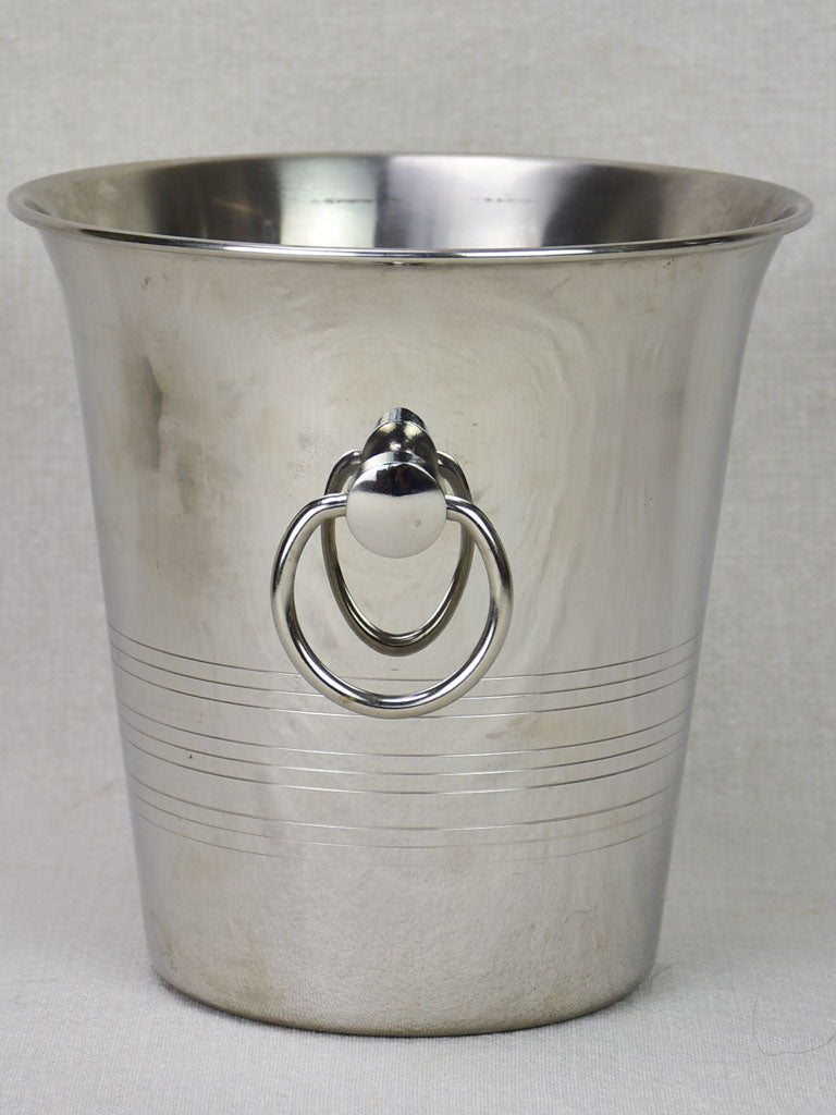 Vintage French Guy Degrenne champagne ice bucket with loop handles