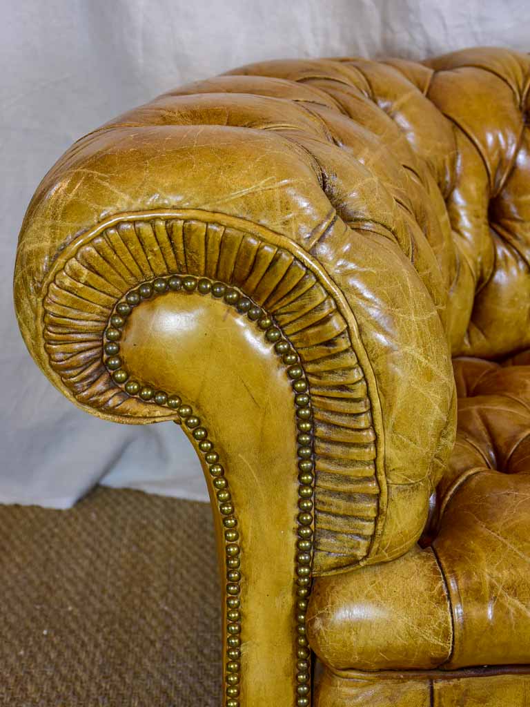 Original French leather Chesterfield sofa