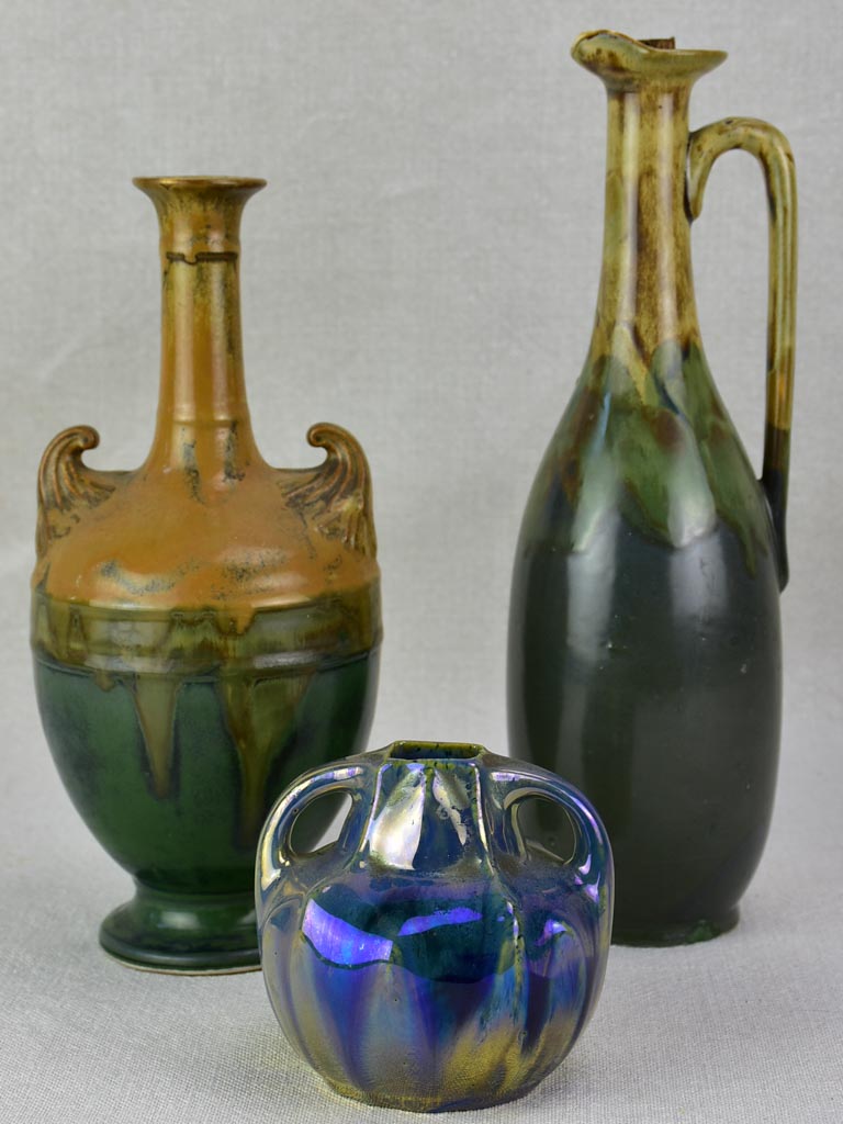 Collection of three stoneware vases - early twentieth-century signed