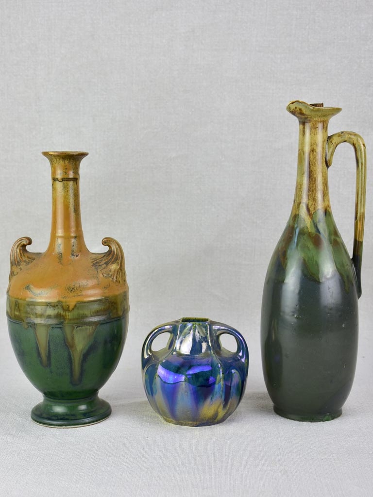 Collection of three stoneware vases - early twentieth-century signed