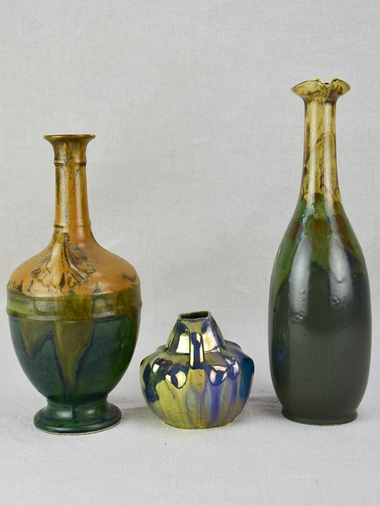 Collection of three stoneware vases - early twentieth-century signed