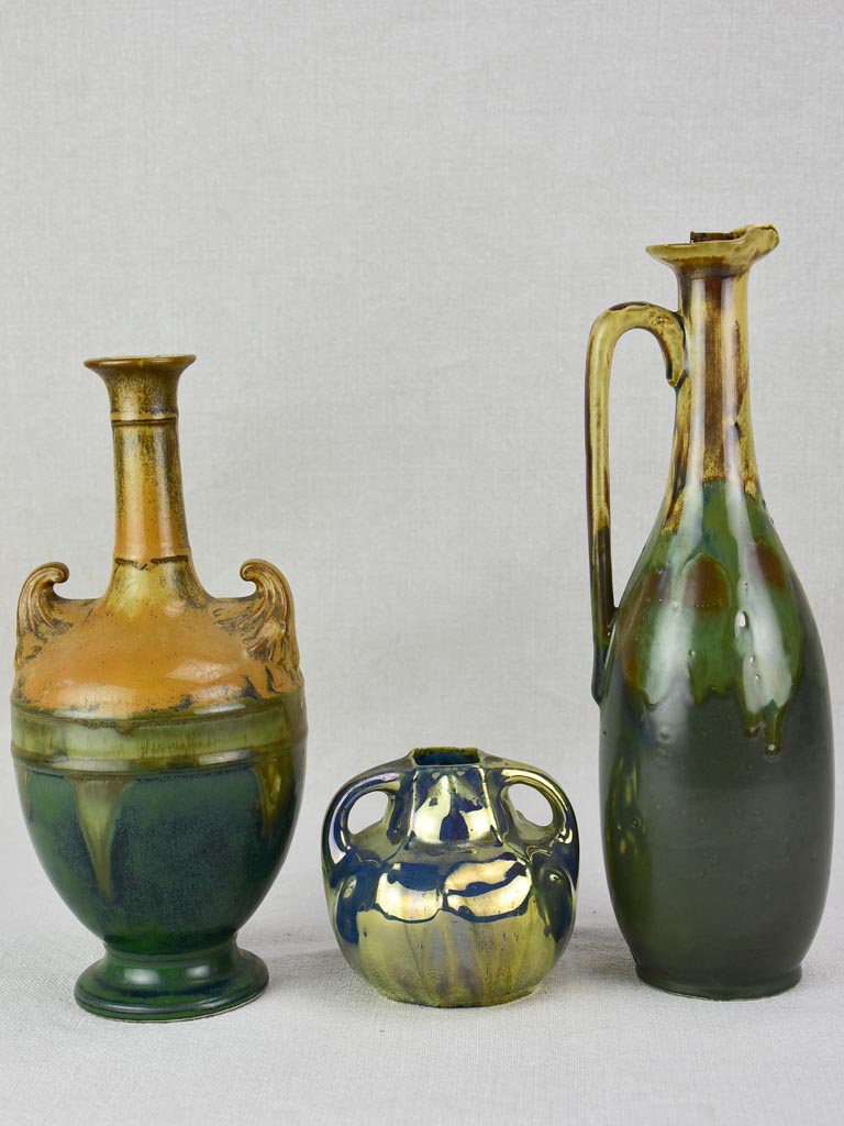 Collection of three stoneware vases - early twentieth-century signed