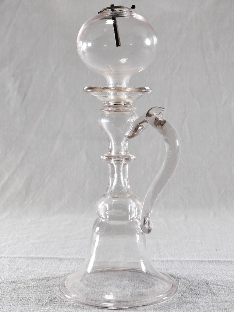 Rare collection of seven blown glass oil lamps - 18th and 19th century
