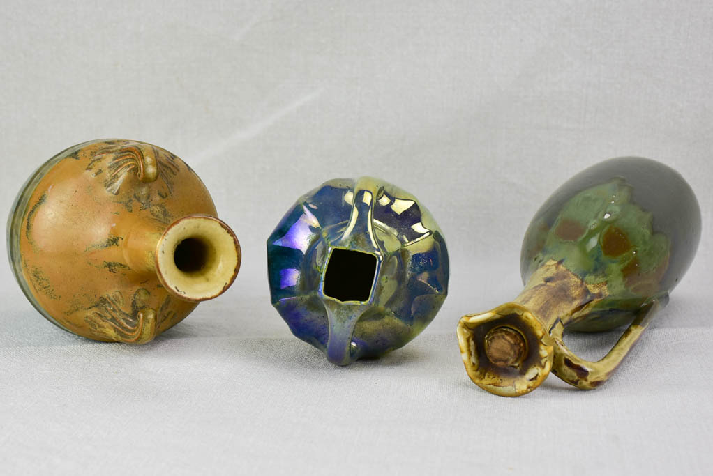 Collection of three stoneware vases - early twentieth-century signed