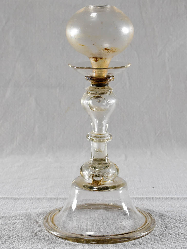 Rare collection of seven blown glass oil lamps - 18th and 19th century