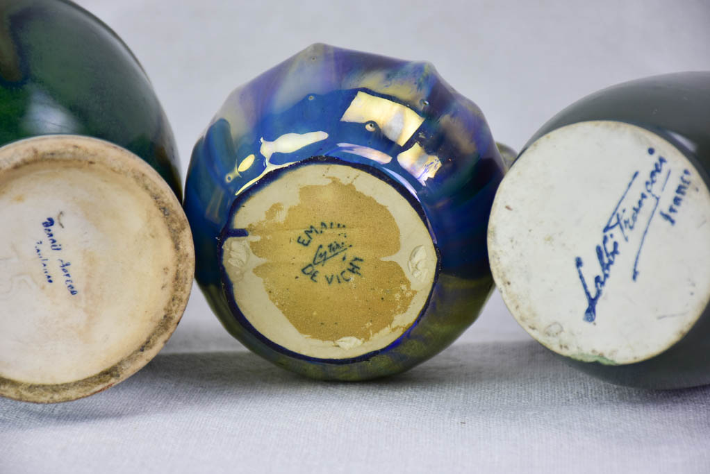 Collection of three stoneware vases - early twentieth-century signed