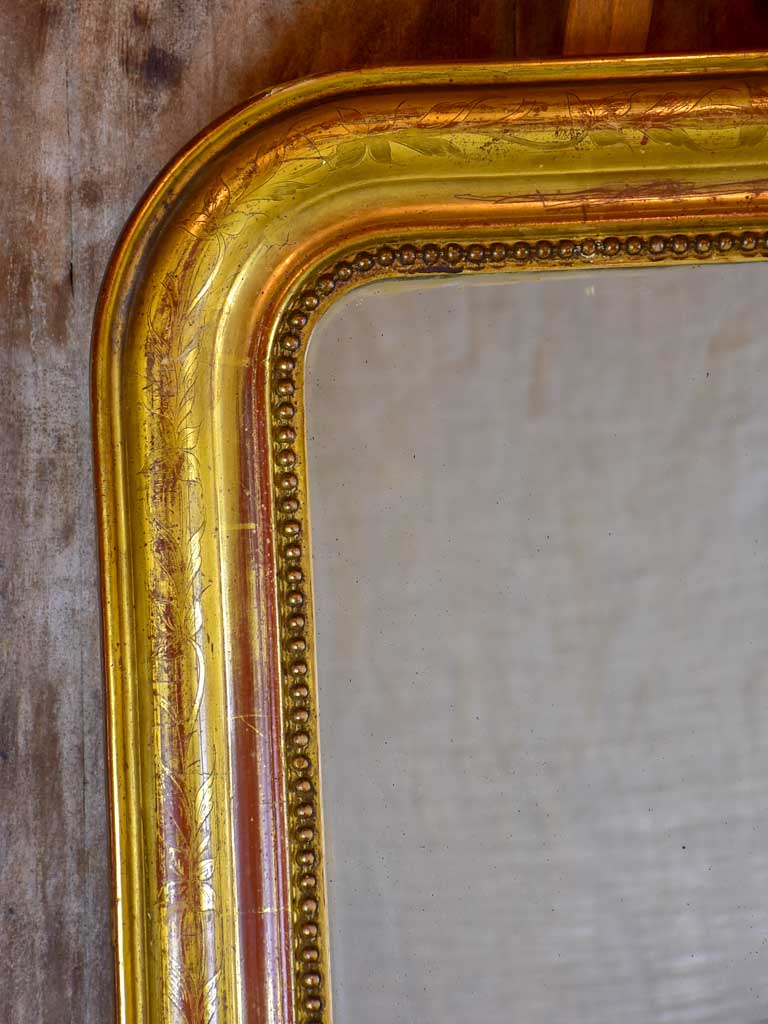 Antique French Louis Philippe mirror with gilded frame 28 ¼" x 39 ½"
