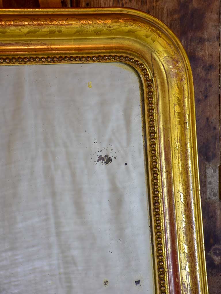 Antique French Louis Philippe mirror with gilded frame 28 ¼" x 39 ½"