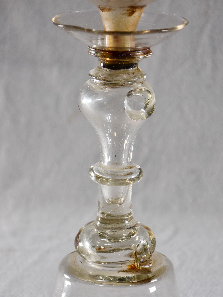 Rare collection of seven blown glass oil lamps - 18th and 19th century