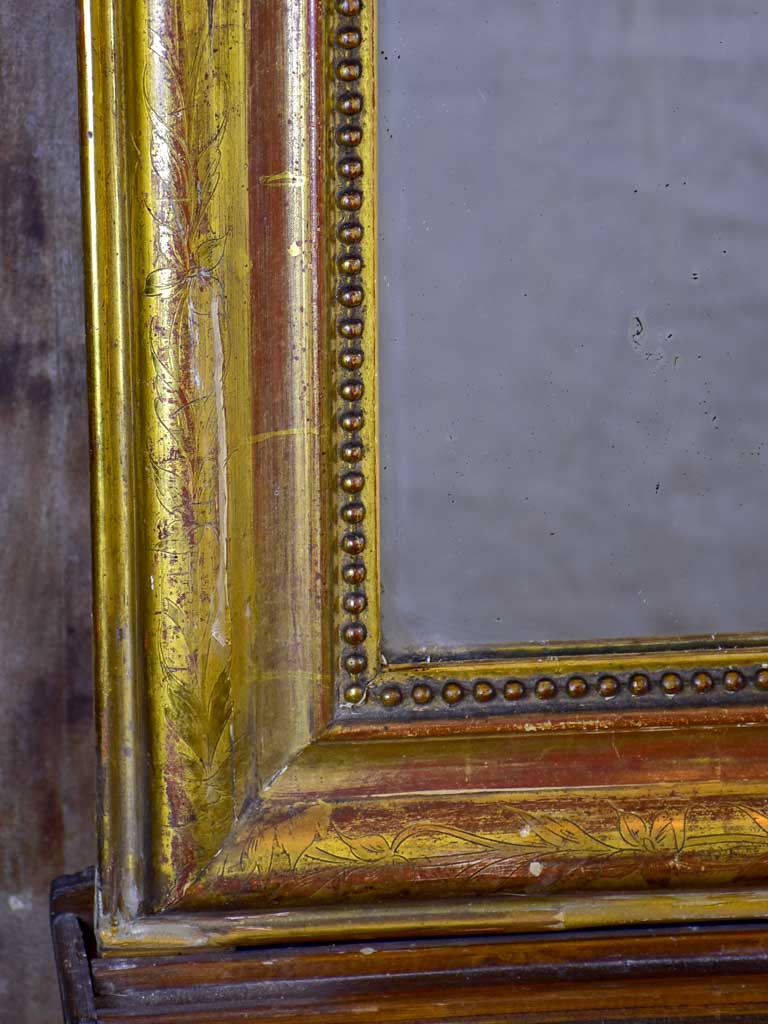 Antique French Louis Philippe mirror with gilded frame 28 ¼" x 39 ½"
