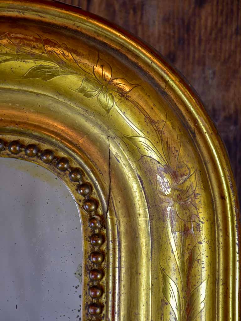 Antique French Louis Philippe mirror with gilded frame 28 ¼" x 39 ½"