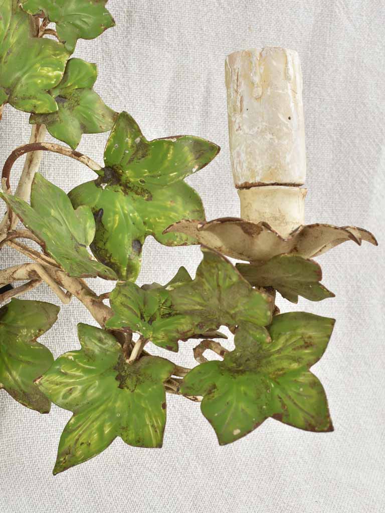 Pretty pair of vintage ivy-leaf wall sconces 15¾"