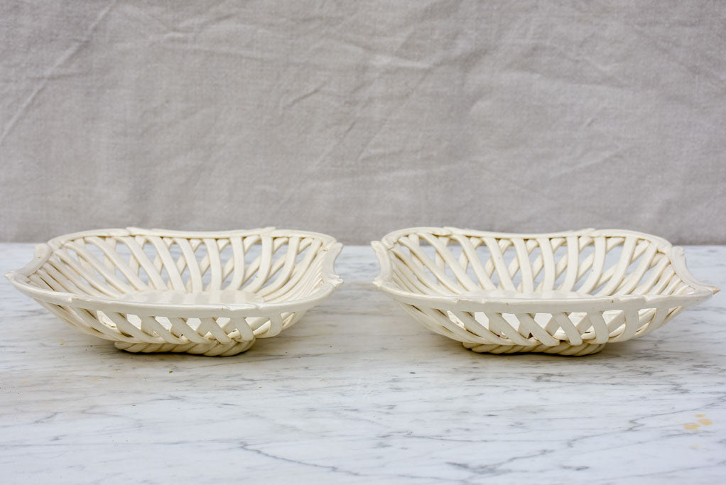 Pair of pretty ceramic woven plates