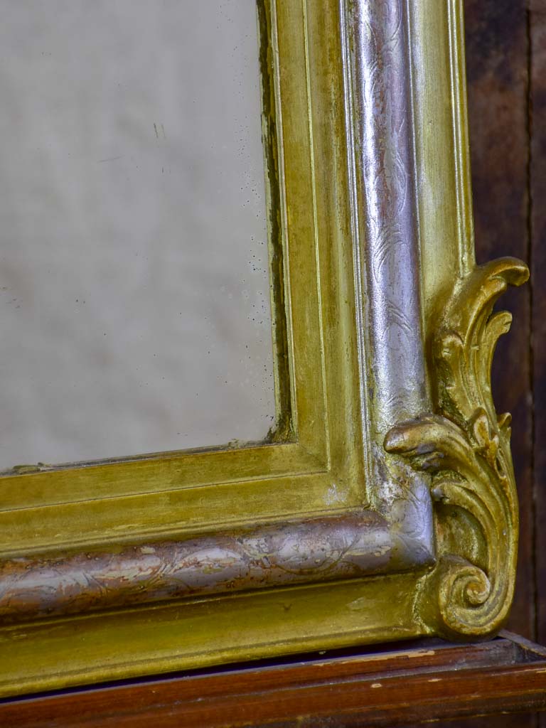Antique French Louis Philippe mirror with angel crest 28 ¼" x 45 ¾"