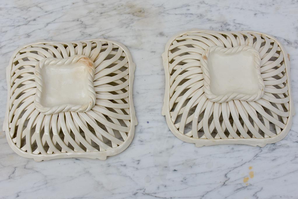 Pair of pretty ceramic woven plates