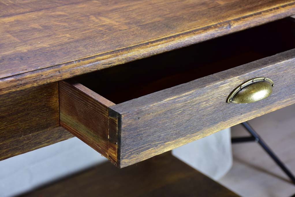 Antique French oak drapery table 70¾" x 27½"
