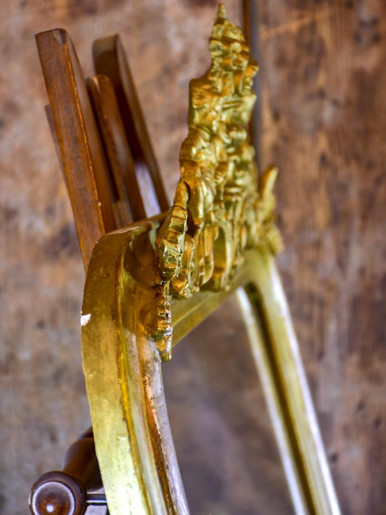 Antique French Louis Philippe mirror with angel crest 28 ¼" x 45 ¾"