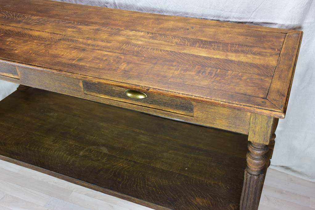 Antique French oak drapery table 70¾" x 27½"