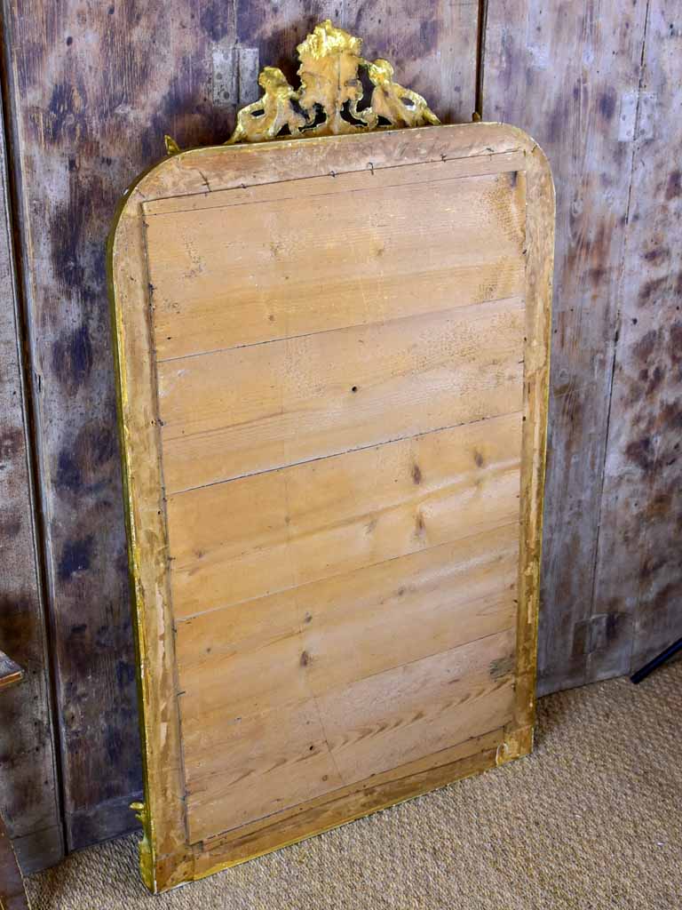 Antique French Louis Philippe mirror with angel crest 28 ¼" x 45 ¾"