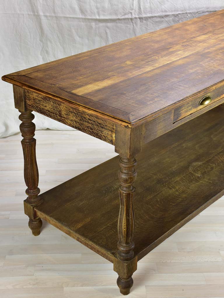 Antique French oak drapery table 70¾" x 27½"