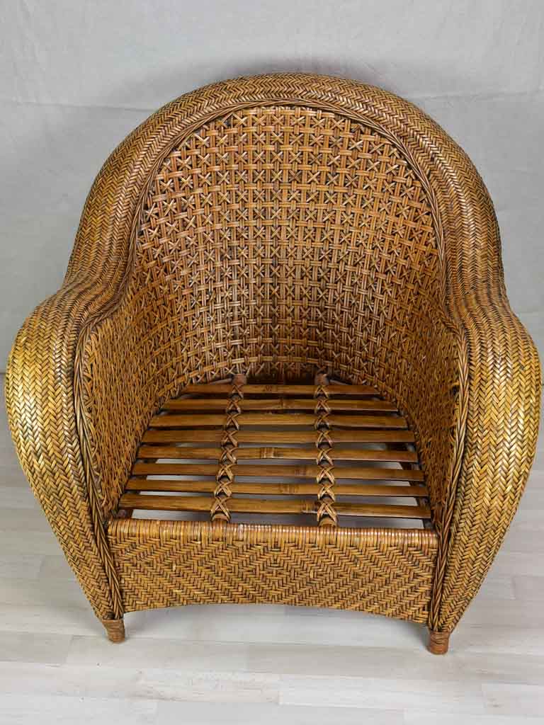 Very large vintage wicker armchairs