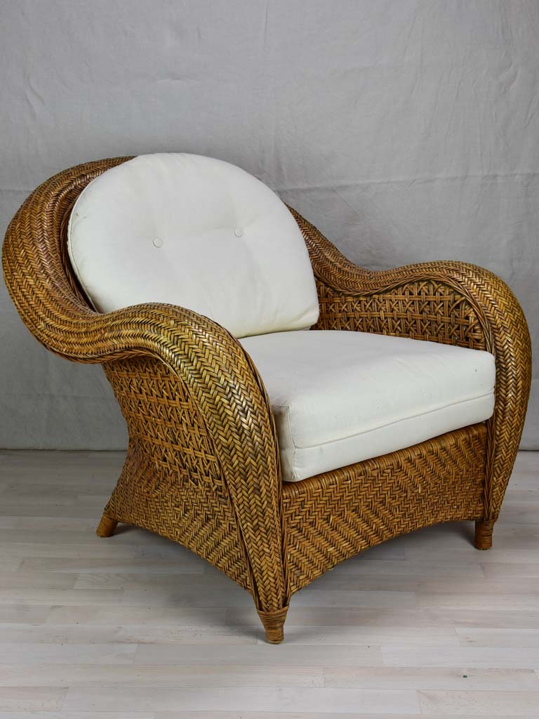 Very large vintage wicker armchairs