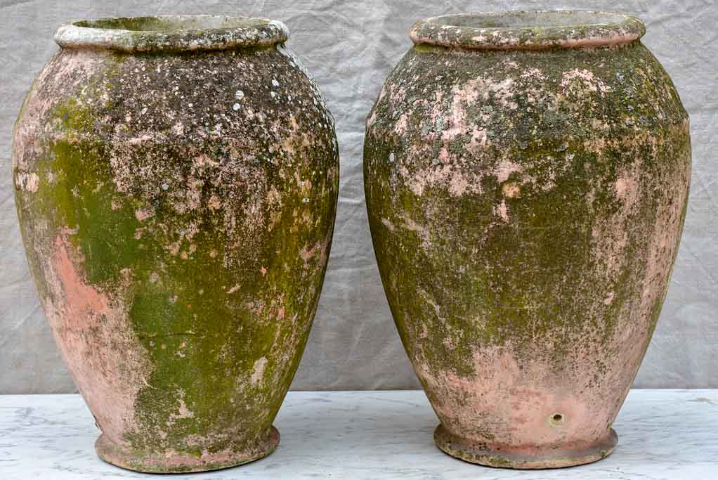 Pair of Willy Guhl garden planters with weathered pink patina