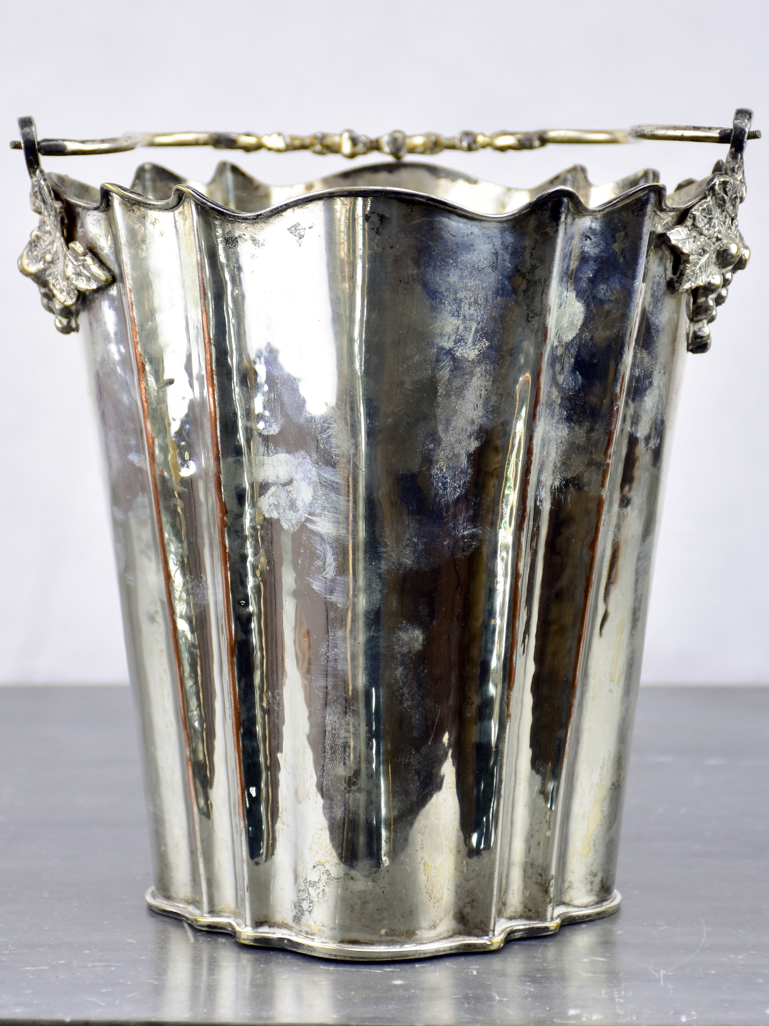 Antique French ice bucket with handle