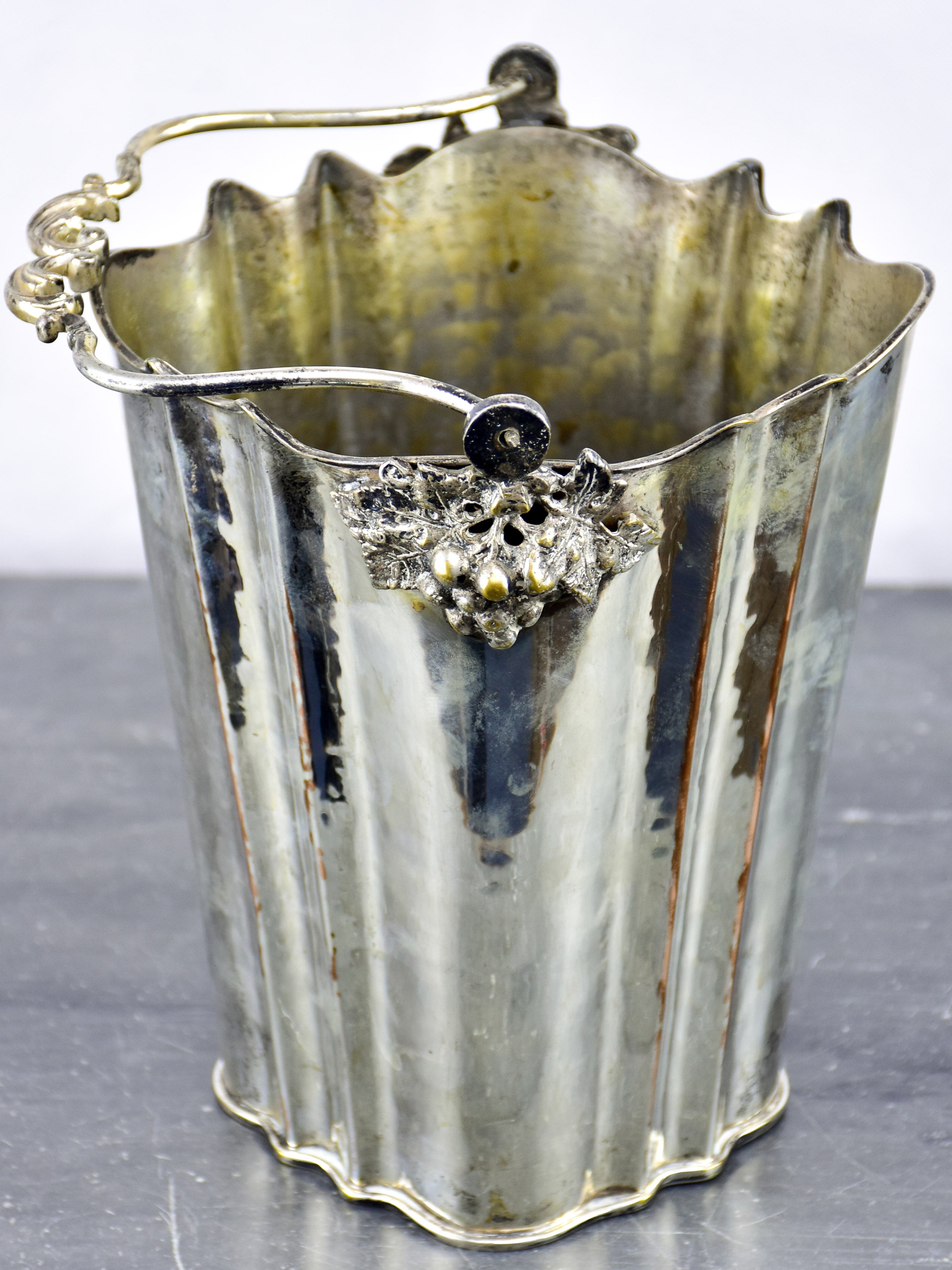 Antique French ice bucket with handle