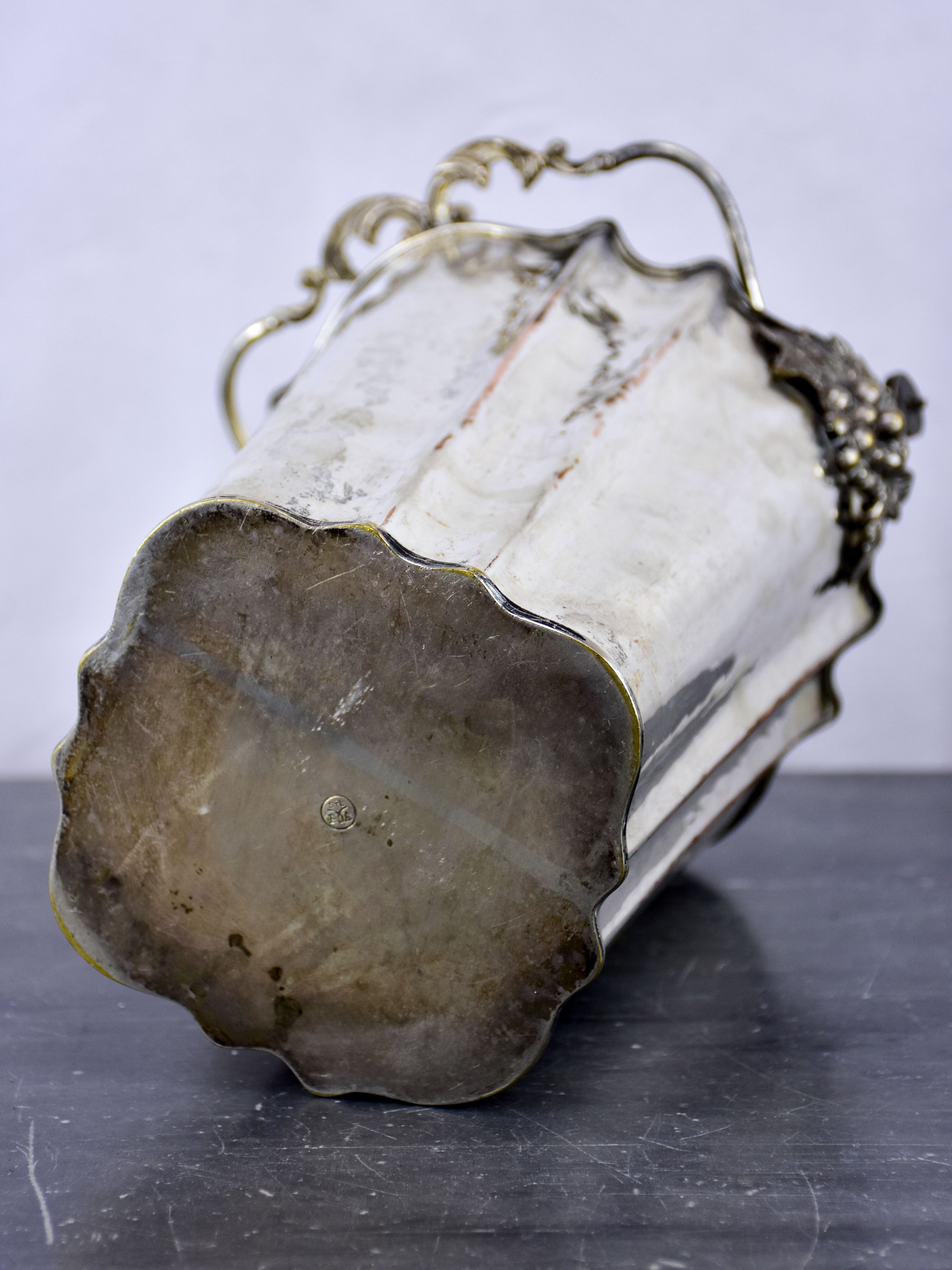 Antique French ice bucket with handle