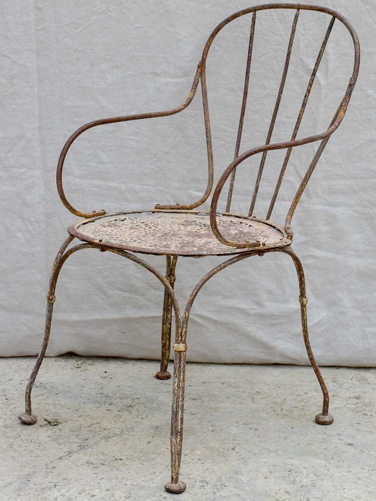 Collection of four antique French garden armchairs