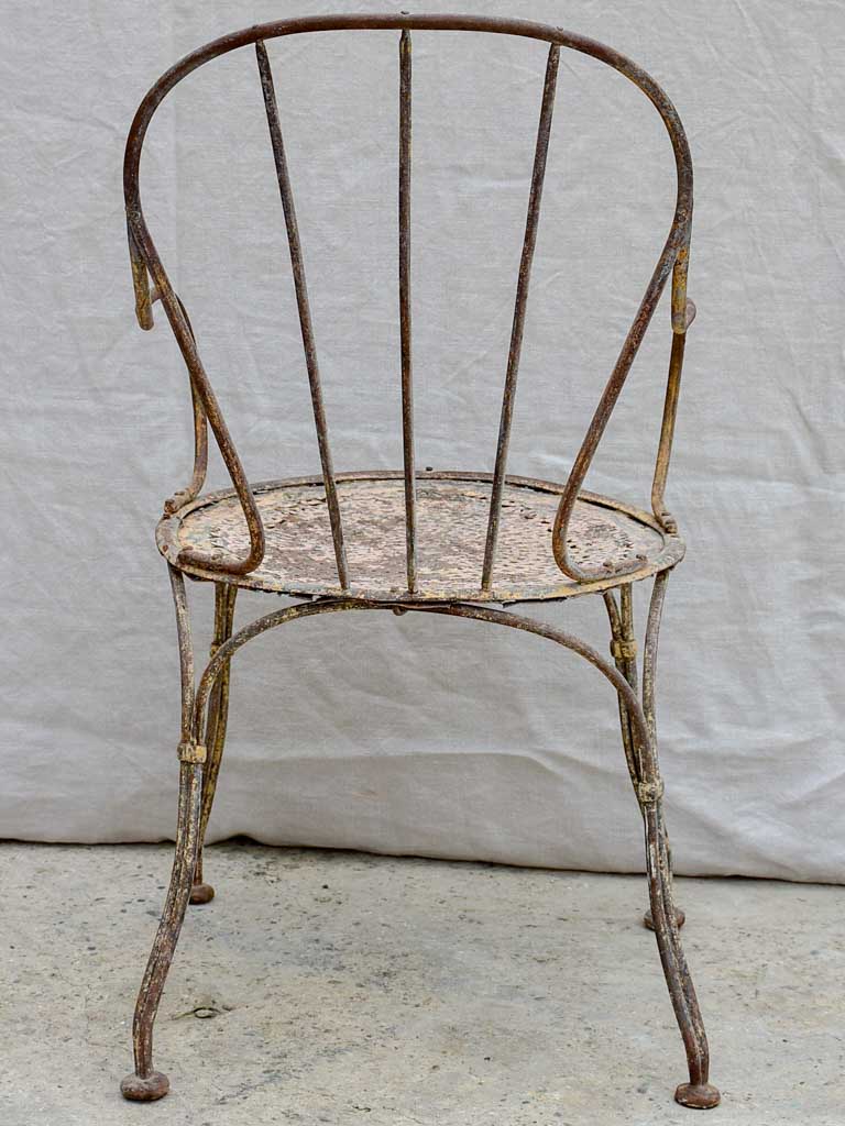 Antique French garden armchair with bar backrest